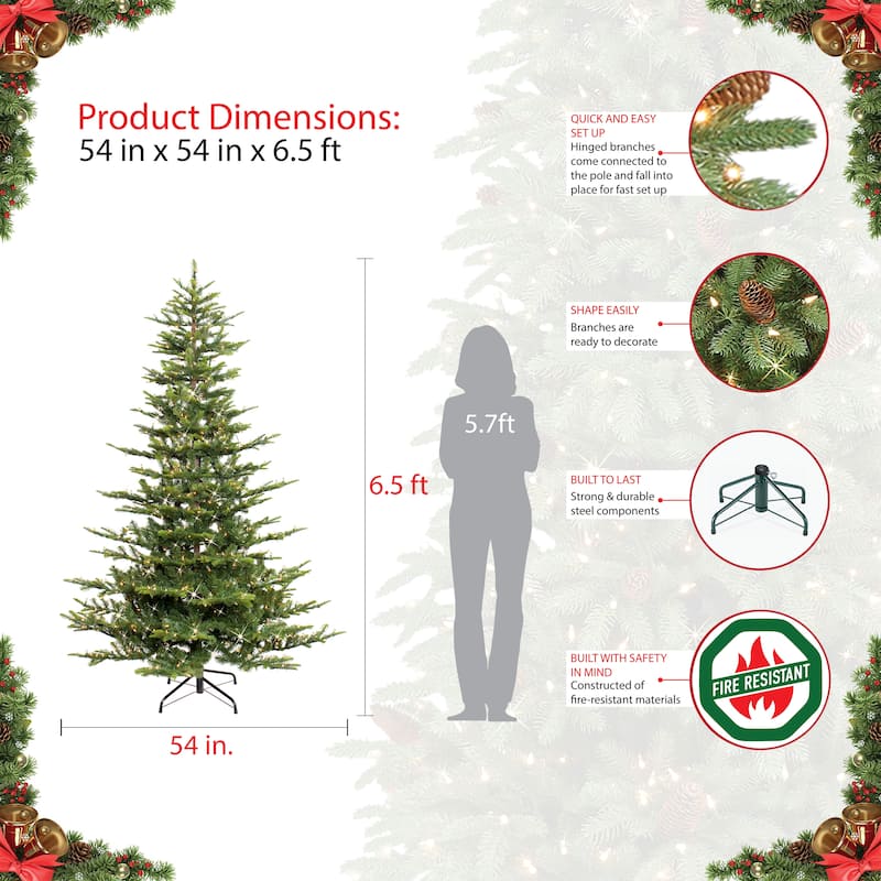 Puleo International Pre-lit 6.5 ft. Aspen Fir Artificial Christmas Tree