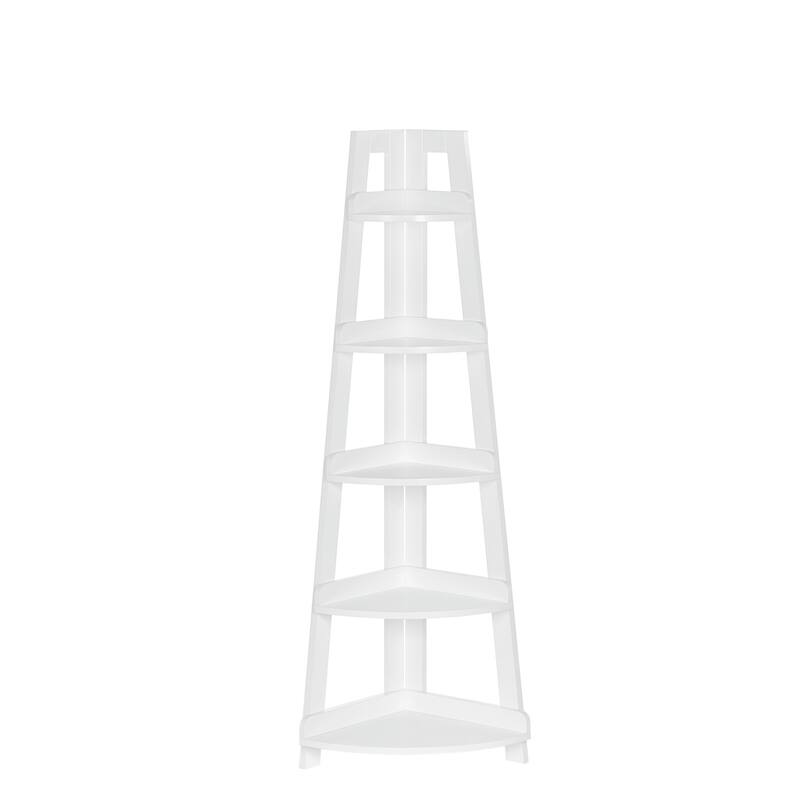 RiverRidge Kids 5-Tier Corner Ladder Playroom Display Bookshelf Organizer