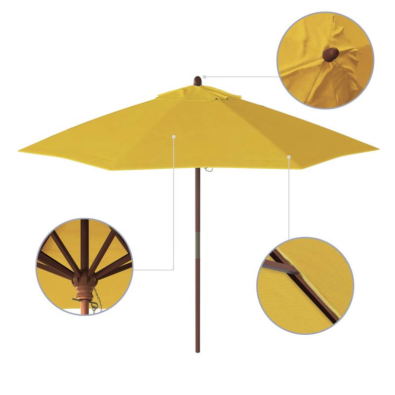 California Umbrella 9-ft. Round Marenti Wood-framed Olefin Patio Umbrella (No Base)