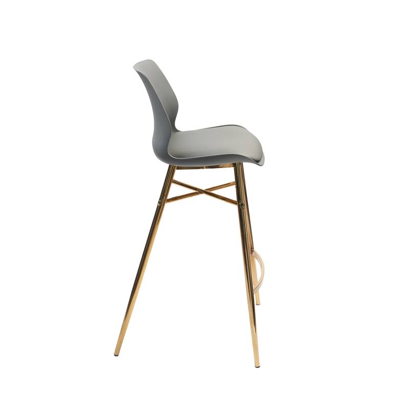 Porthos Home Calix Bar Stools Set of 2, PU Leather, Gold Chrome Legs