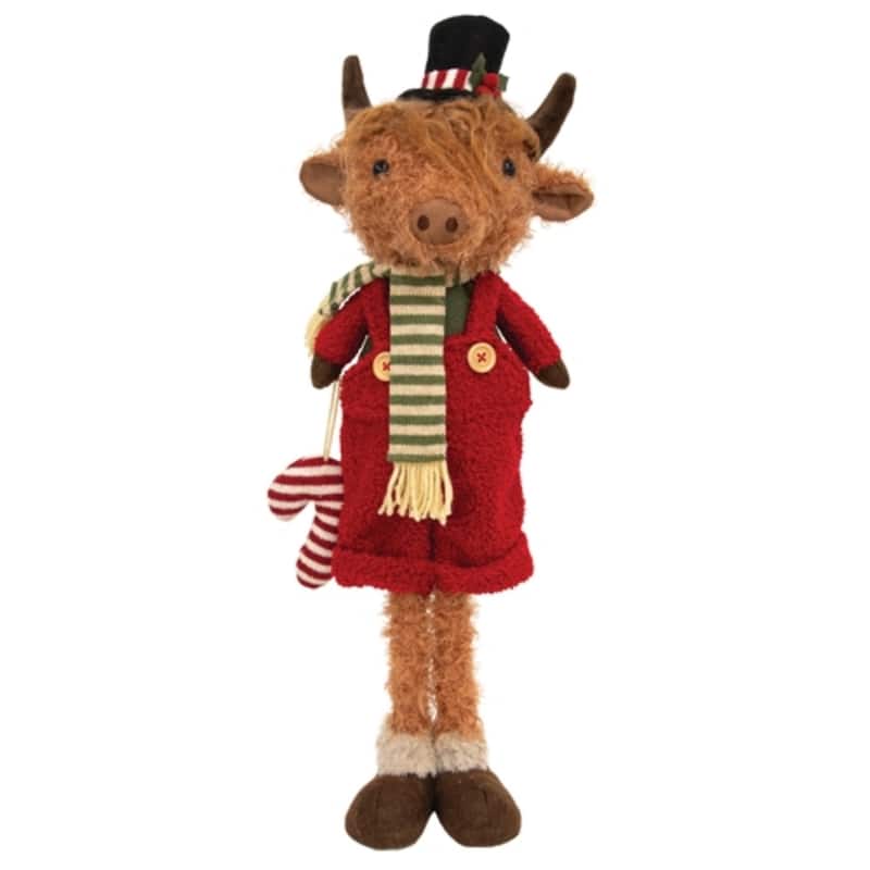 Standing Christmas Highland Cow 22 Inch Holiday Decoration - 6” x 5” x 22” - Multi