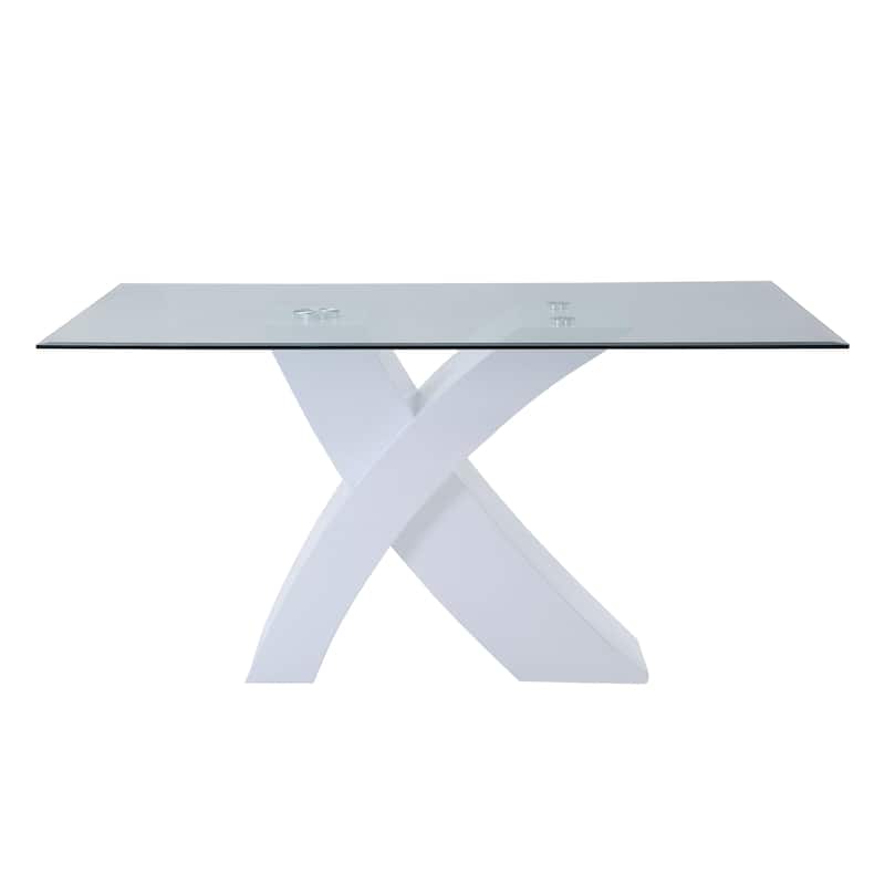 Tempered Glass Dining Table with "X" shaped - White