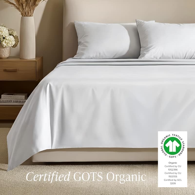 Bare Home Organic Cotton Sheet Set - Silky Smooth Sateen Weave