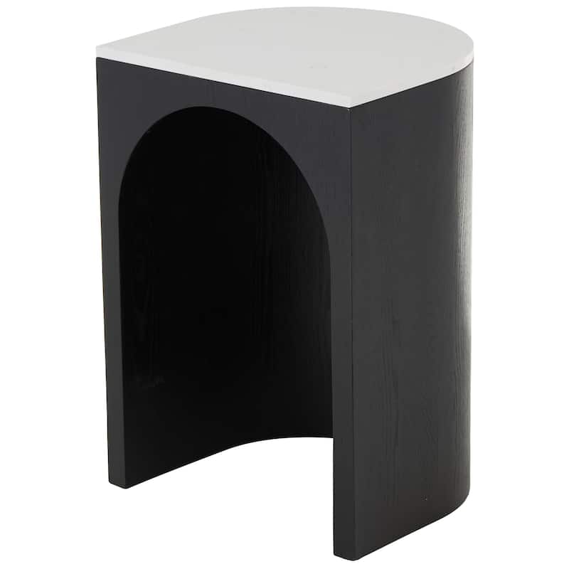 Wood Cutout Arch Accent Table with White Marble Tabletop - Brown or Black - Roche River Decor - Black