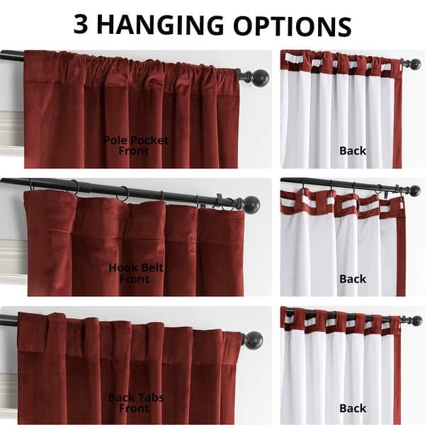 dimension image slide 9 of 10, Exclusive Fabrics Signature Blackout Velvet Curtain (1 Panel)