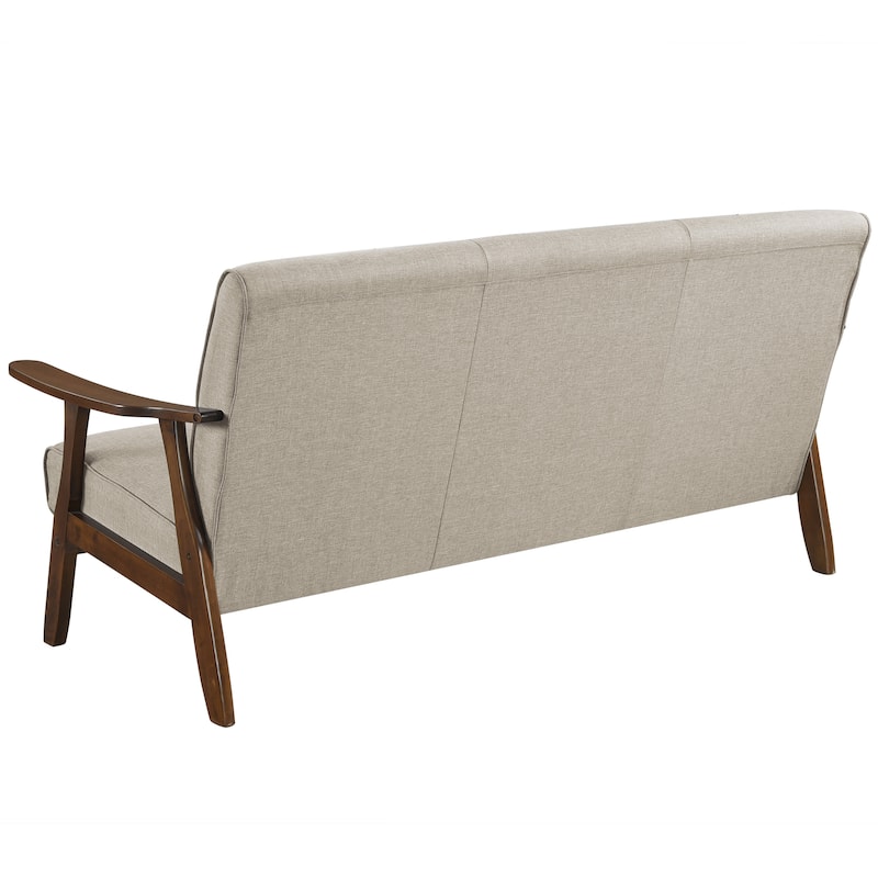 CraftPorch Wenge Wood Mid-Century Modern Linen Sofa