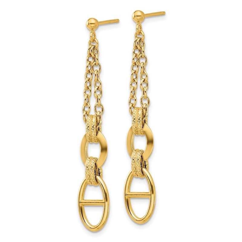 Curata 14k Yellow Gold Polished and Textured Guardian Angel Post Earrings - 50.55x8.59mm
