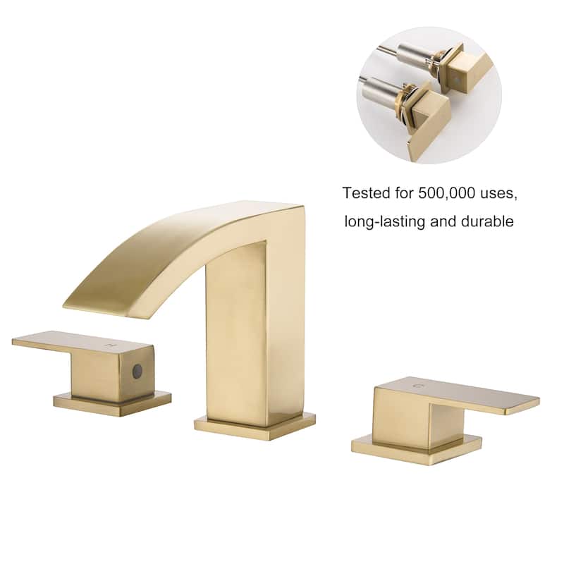 Waterfall Bathroom Faucet for Sink 3 Hole Widespread with 2-Handle in Gold / Black