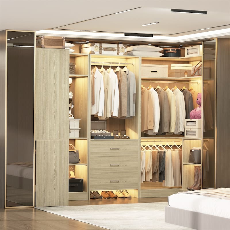 Cimly Set of 3 Closet Organizer with Drawers, U Shaped Freestanding Closet System