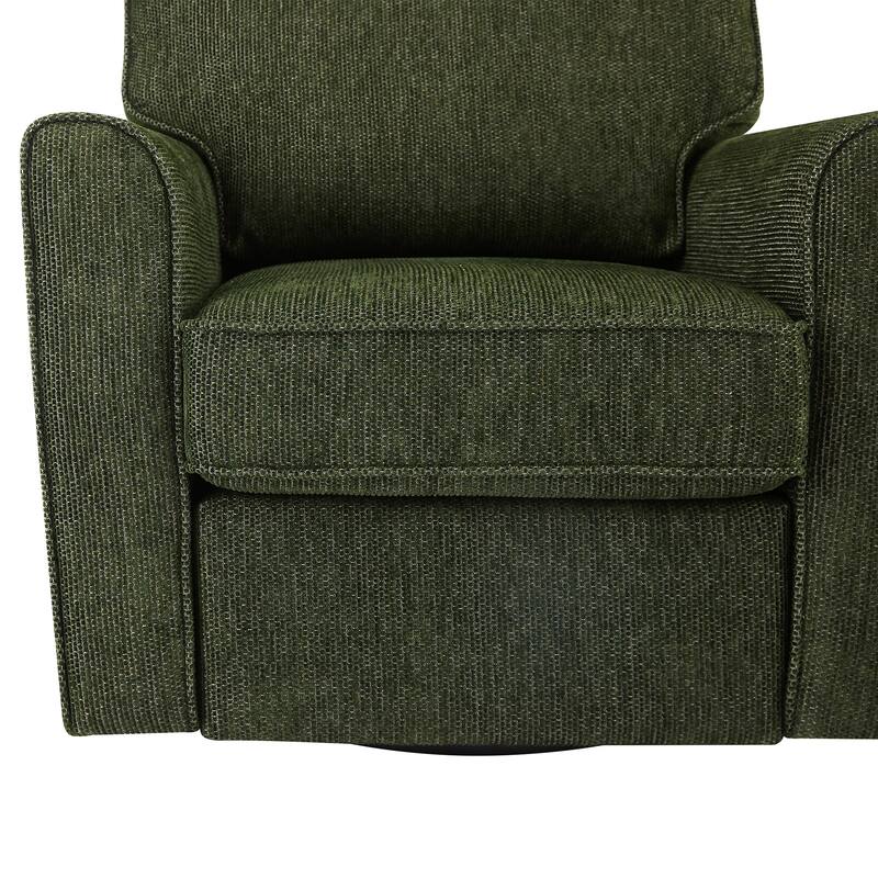 Chenille 360° Swivel Barrel Chair with Side Pockets, Ergonomic Support, and Removable Cushions