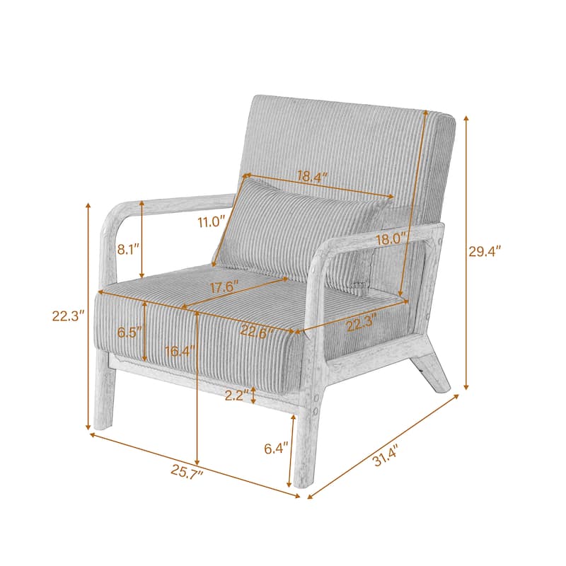 Modern Upholstered Accent Chair with Wood Legs Set of 2
