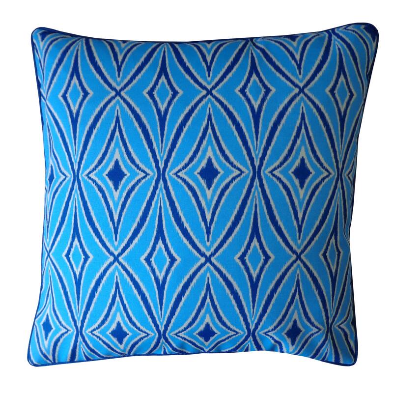 Jiti Outdoor Ceny Geometric Patterned Waterproof Square Throw Pillows Cushions for Pool Patio Chair 20 x 20 - Blue/White/Blue