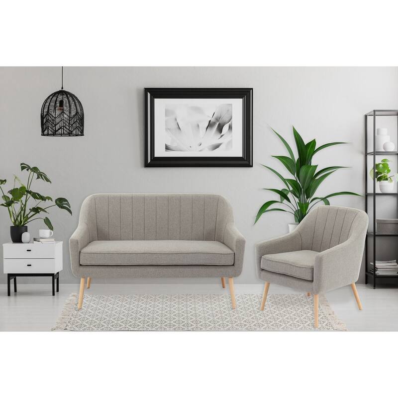 Hanover Odessa Accent Loveseat in Gray with Rubberwood Legs