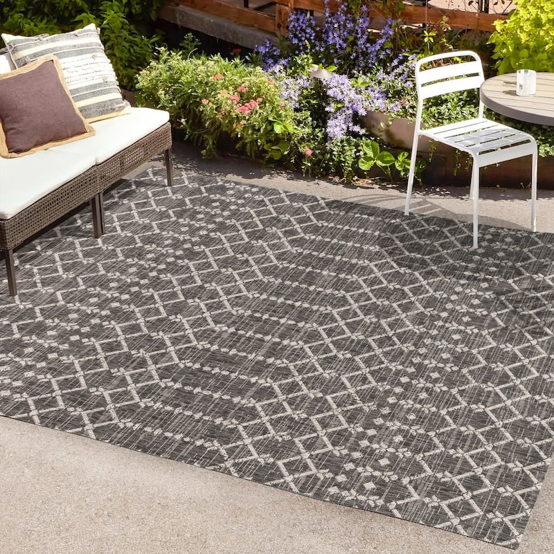 JONATHAN Y Trebol Moroccan Geometric Textured Weave Indoor/Outdoor Area Rug