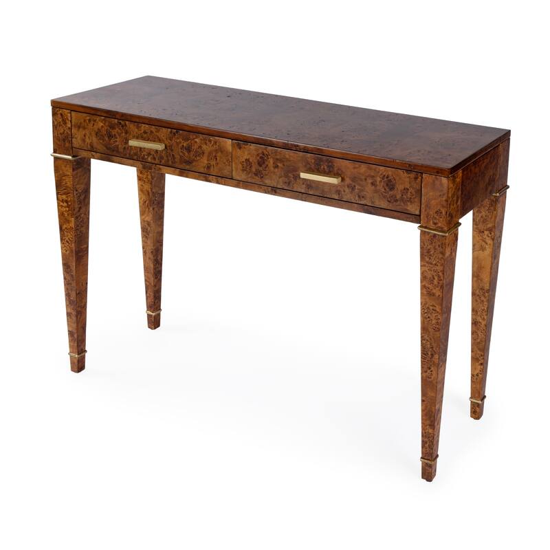 Kai 2 Drawer 46" Burl Wood Console Table