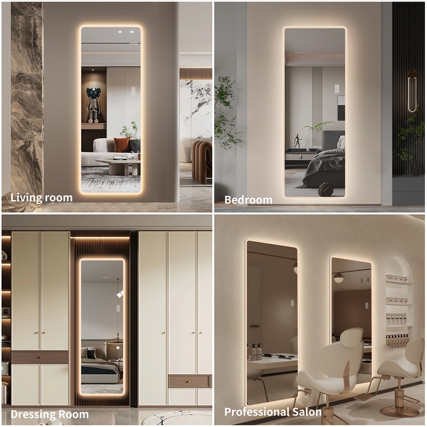 Wall-Mounted Rectangular LED Full Length Mirror, 63