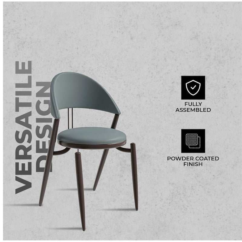 Venice Upholstered Leather Dining Chair (Set of 4) Open Back Accent Side Chair with Iron Legs