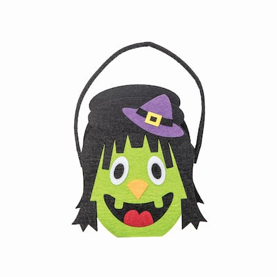 Witch Felt Halloween Treat-Or-Trick Costume Candy Basket Tote Bucket