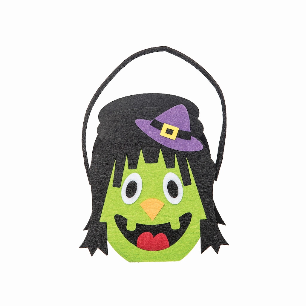 Witch Felt Halloween Treat-Or-Trick Costume Candy Basket Tote Bucket