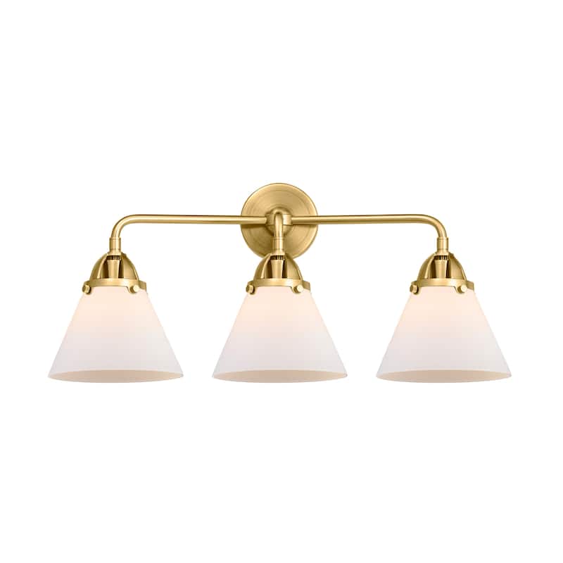 Innovations Lighting 288-3W-11-26 Cone Vanity Cone 3 Light 26" Wide - Satin Gold / Matte White