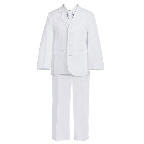 Shop Big Boys White 5 Pcs Shirt Vest Jacket Tie Pants ...
