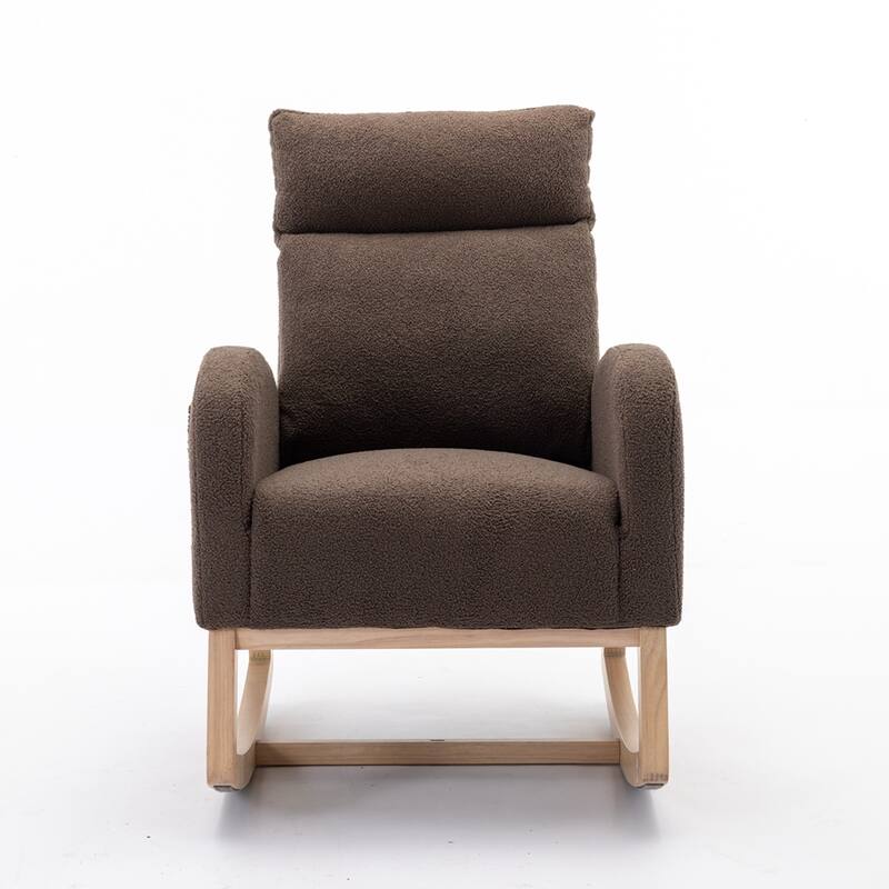 Modern Teddy Fabric Rocking Chair With Right Pocket For Indoor
