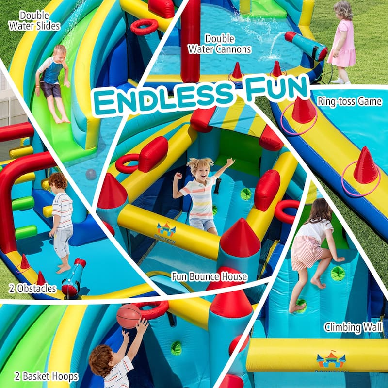 Inflatable Outdoor Kids Water Slide with Slides Bounce Area Shooting Games and Obstacle Challenges
