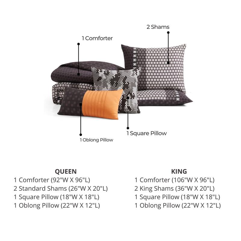 Bebejan Linear Luxe 100% Cotton Sateen 5 Piece Reversible Comforter Set