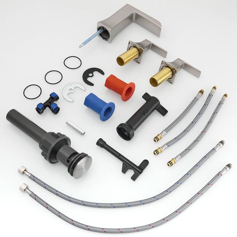 Bathroom Faucets for Sink 3 Hole with Pop Up Drain Double Lever Handle