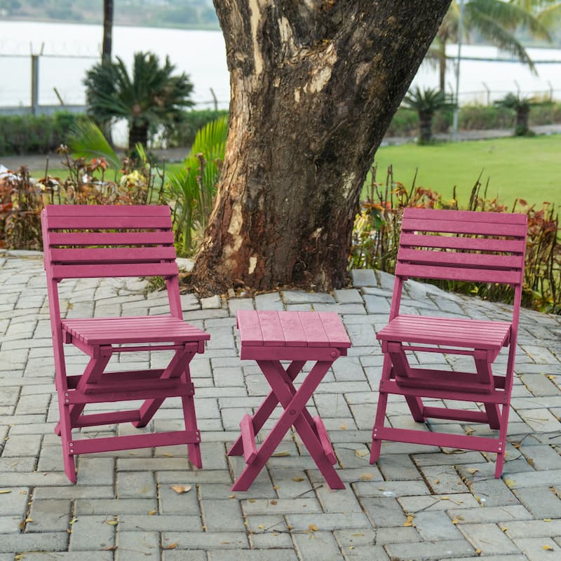 Las Cabos Fully Assembled All-Weather Outdoor Folding Bistro Set - 3-piece