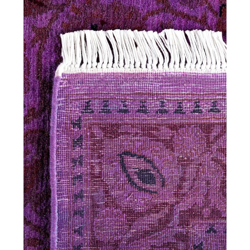 Overdyed One-of-a-Kind Hand-Knotted Area Rug - Purple - 2' 6" x 17' 10"