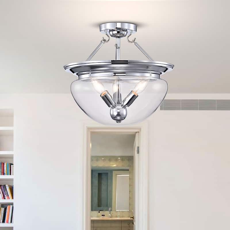 Latona Semi Flush Mount Ceiling Light Chrome Polished and Clear Glass Finish 3-Light - N/A