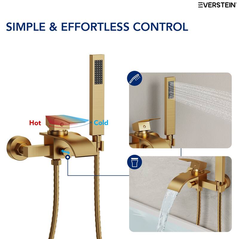 Single-Handle Wall Mount Tub Faucet with Handheld