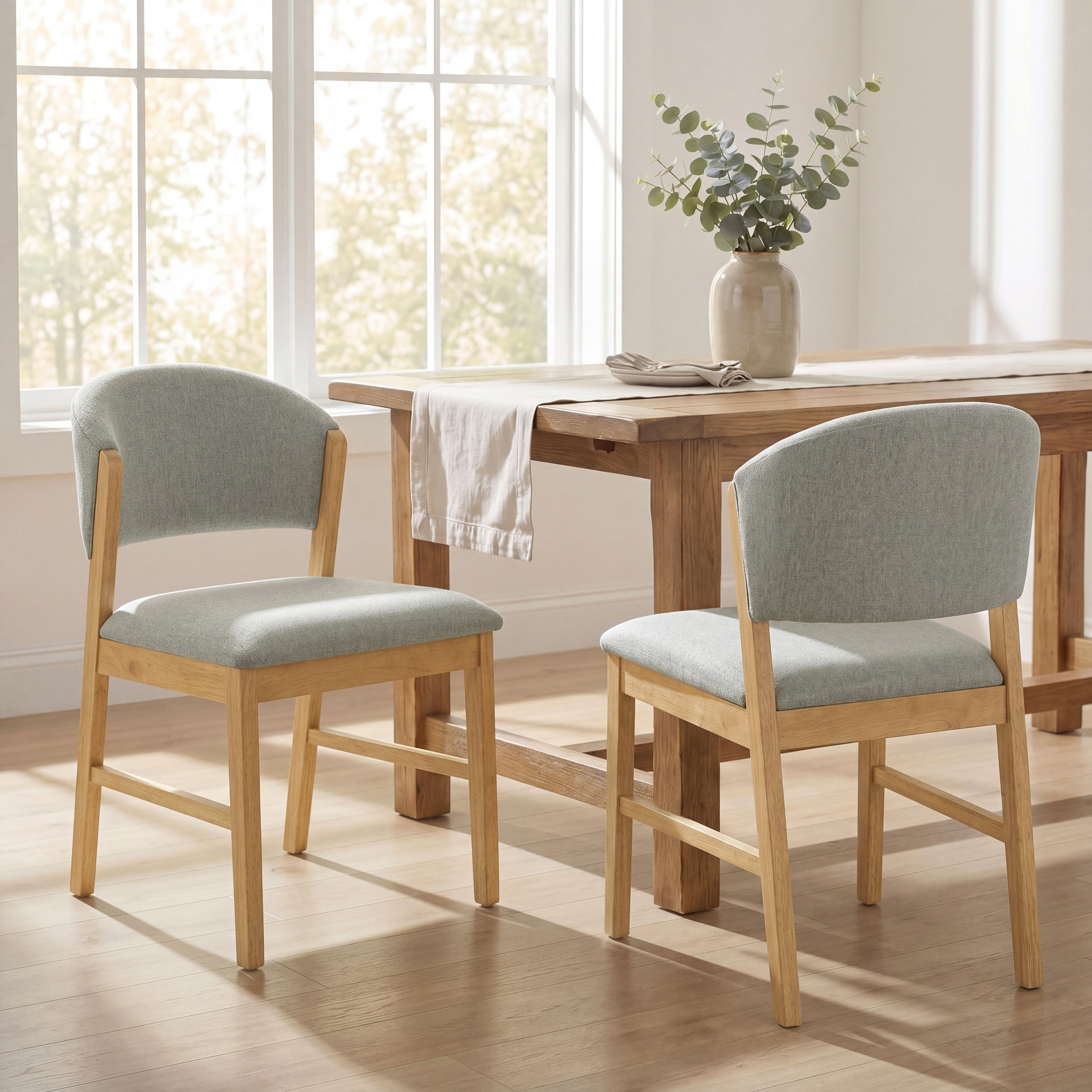 Christopher Knight Home - Avery Mid-Century Dining Chairs Set with Wood Frame, Upholstered Seat & Ergonomic Curved Backrest