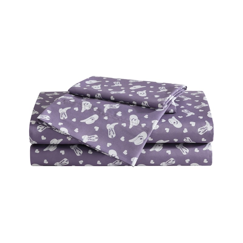 Betsey Johnson Printed Novelty Sheet Sets - Cowgirl Disco Purple - Twin