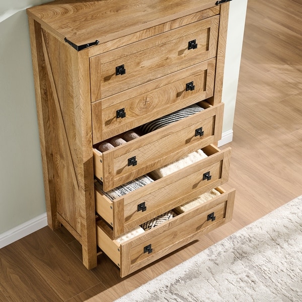 48" Tall Farmhouse 5 Drawer Wood Dresser, Chest of Drawers for Bedroom - On  Sale - Bed Bath & Beyond - 39946970