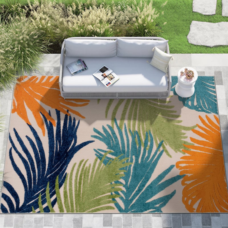 World Rug Gallery Tropical Floral Indoor/Outdoor Area Rug - 8'8" x 12' - Multi