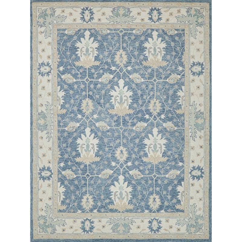 Exquisite Rugs Claremont Oushak Handmade Hand-tufted New Zealand Wool on Canvas Blue/Ivory Area Rug