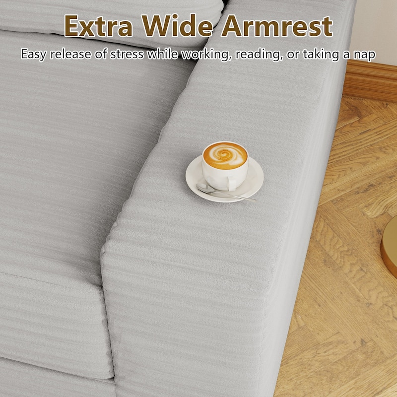70.87" Corduroy Loveseat Sofa Bed, Modern Deep Seat Sofa in a Box for Small Spaces, No Assembly