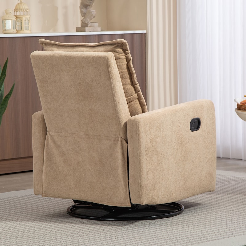 Cozy Short Plush Fabric 270° Swivel Rocker Chair Manual Recliner Chair