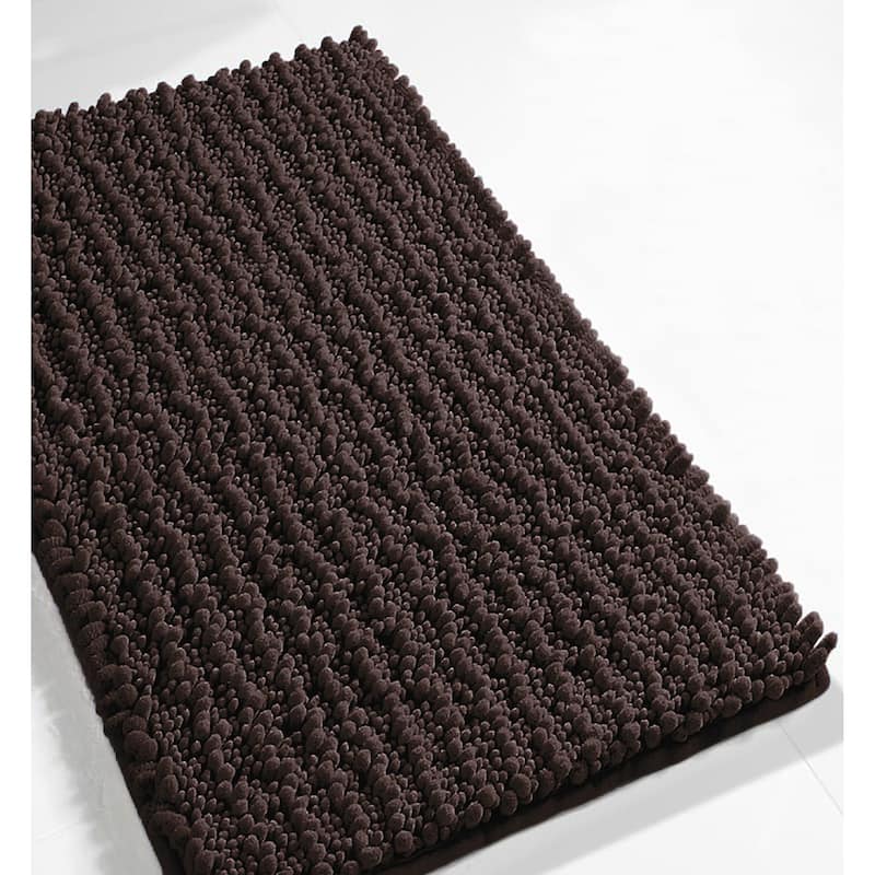 24"x16" - Brown Soft Cozy Plush Chenille Bath Mat Bathroom Rug