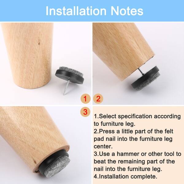 Shop Felt Pad Nails Glides Floor Protector Noise Scratch Resistant For Furniture Legs Feet Black 24mm Dia 32pcs Overstock 28846261