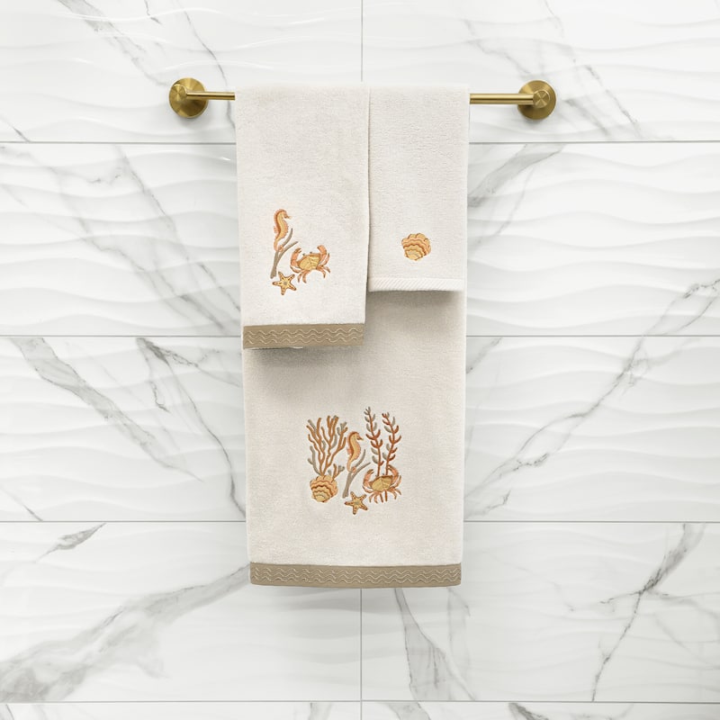 Authentic Hotel and Spa Turkish Cotton Aaron 2PC Embellished Hand Towel Set