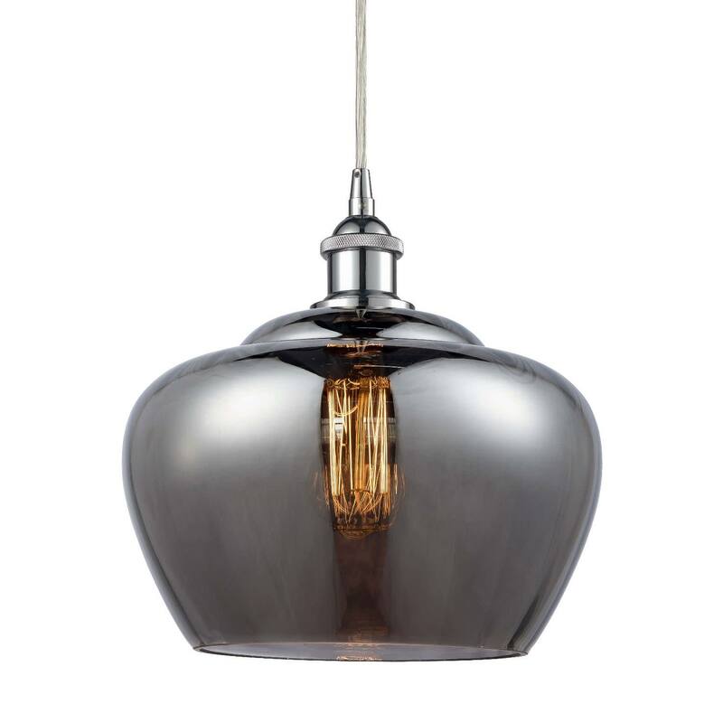 Innovations Lighting Large Fenton Single Light 11" Wide Pendant - Polished Chrome / Plated Smoke