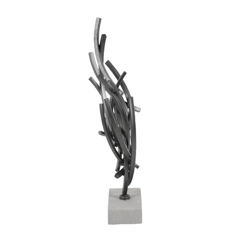 Metal Abstract Sculpture with Marble Base - Gray - Roche River Decor - 7"W x 17"L x 24"H