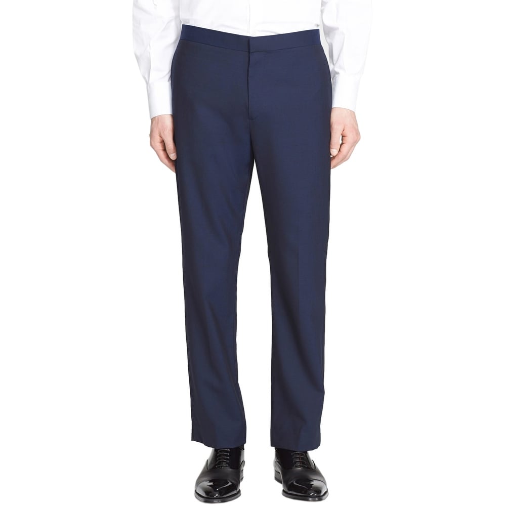 Savane Mens Flat Front Sharkskin Dress Pant