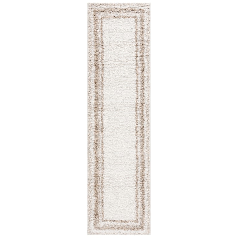SAFAVIEH Border & Stripe Shag Rigoberta Modern 1.4-inch Thick - 2'2" x 8' Runner