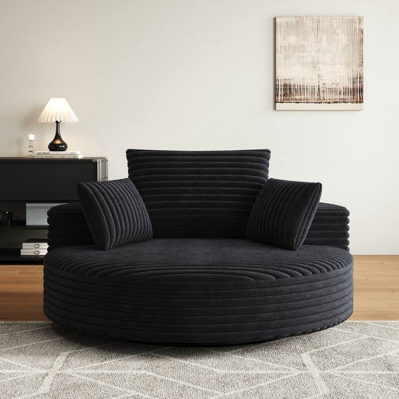 GDFStudio - Lavelle Corduroy 360 Degree Swivel Chair Fluffy Modern Sleeper