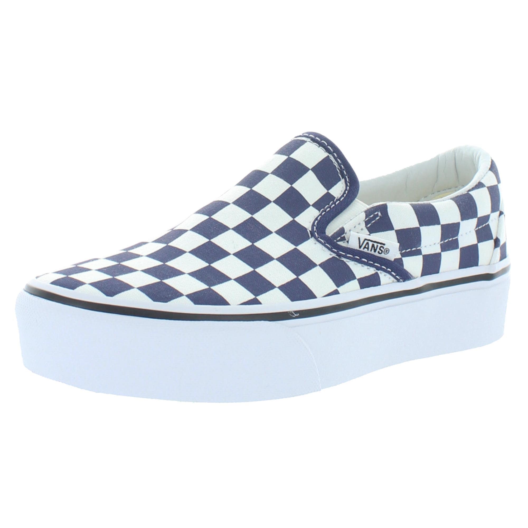 womens checkered van slip ons