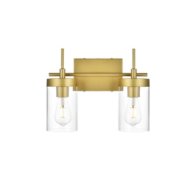 Elegant Lighting LD7319W14 Taryin 2 Light 14" Wide Vanity Light - Brass / Clear